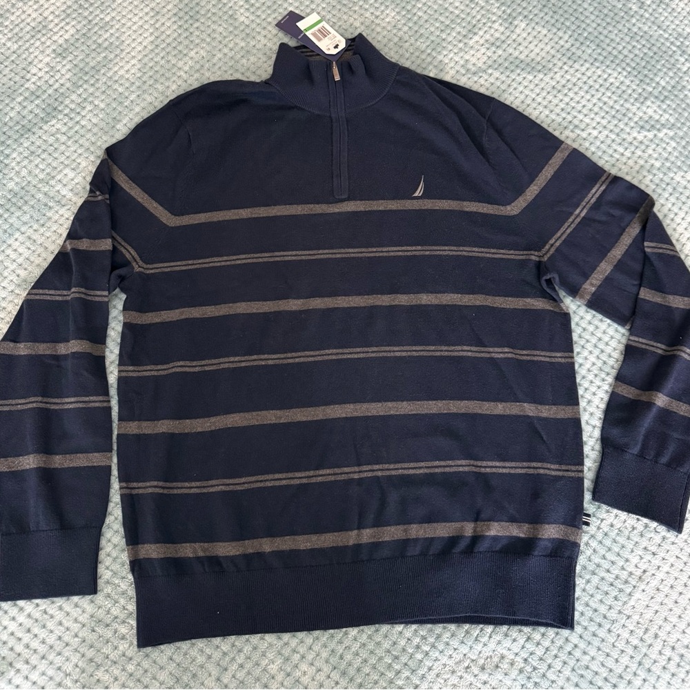 NWT Nautica Men's Zip-Up Sweater in Navy and Gray